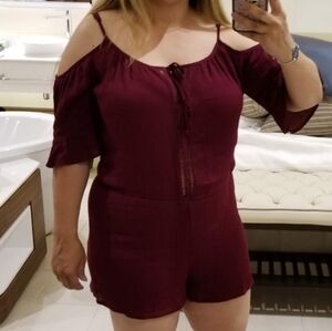 Ambiance | Burgundy Tie Front Romper